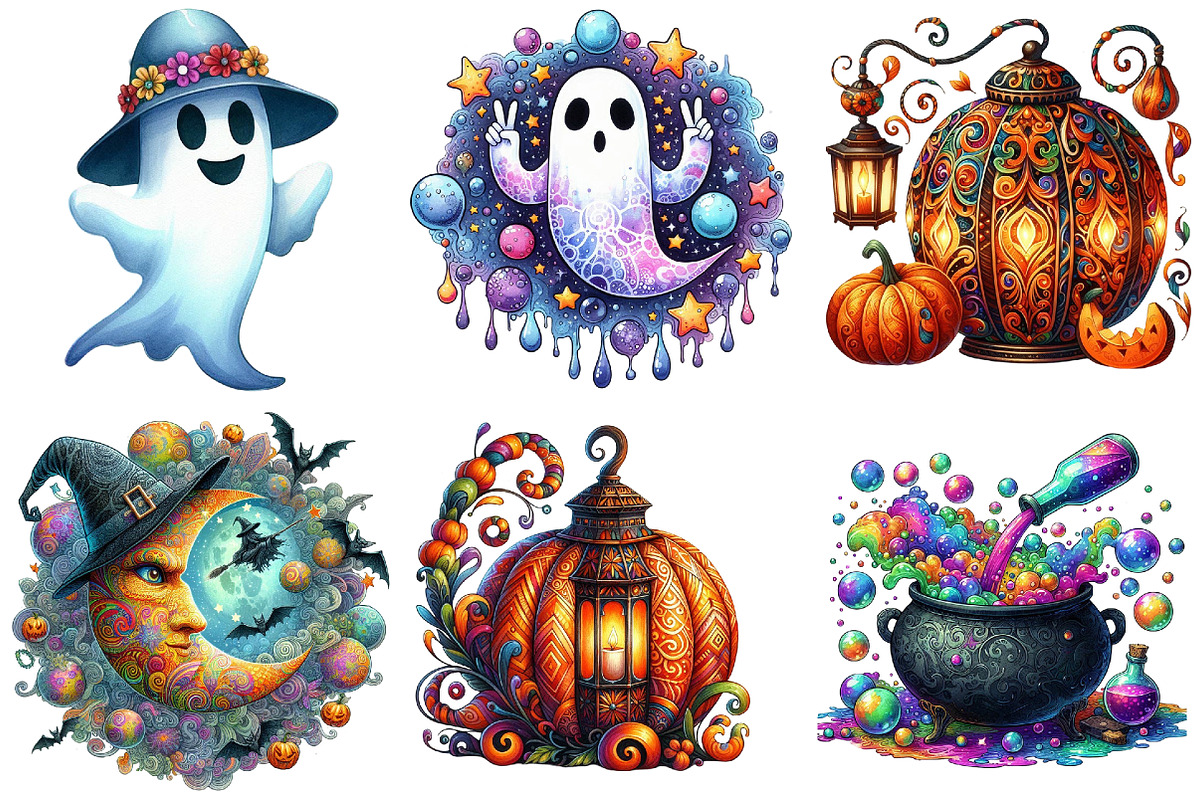 Groovy 70s Halloween Clipart, an Illustration by Pixels.Craft (Photo 2 of 7)