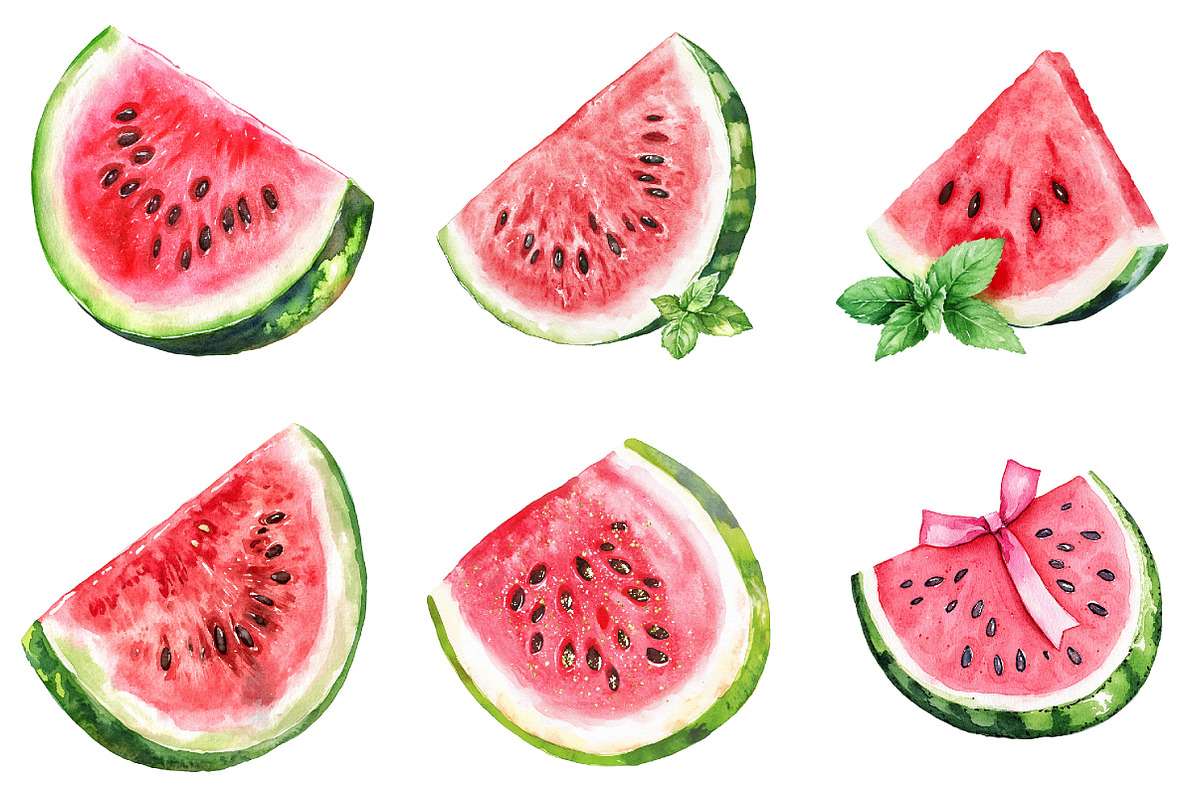 Watermelon Clipart, Pink Watermelon, an Illustration by Design Market (Photo 4 of 4)