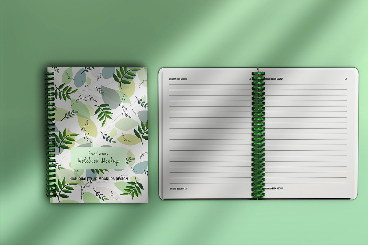 Realistic round notebook mockup, a Books & Magazine Mockup by Raihan Rahman (Photo 9 of 19)
