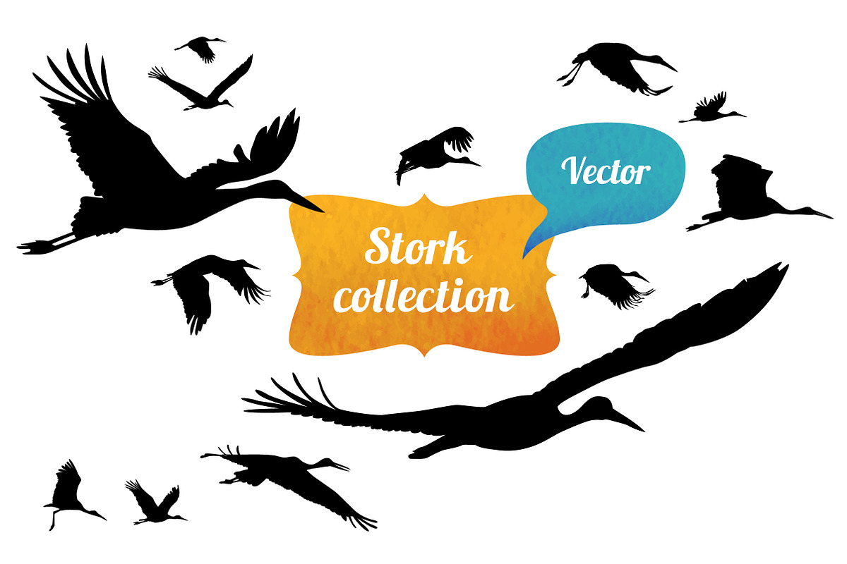 Stork flock + seamless pattern, an Object Graphic by Crazy nook (Photo 1 of 2)
