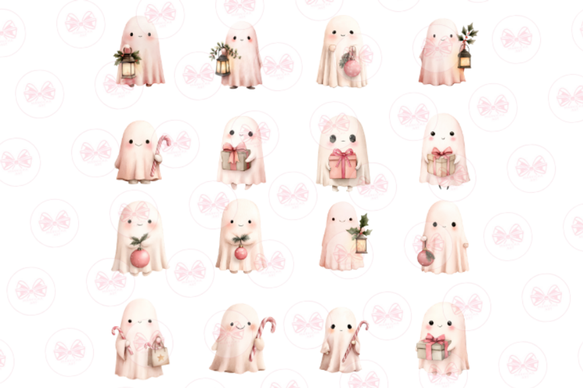 Cute Christmas Ghost Clipart, an Illustration by Markicha Art (Photo 3 of 6)