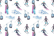 Mountain Lovers, skiing watercolor, an Illustration by s.yanyeva (Thumbnail 7 of 7)