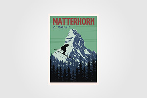 ski jumping at matterhorn mountain, an Illustration by lawoel