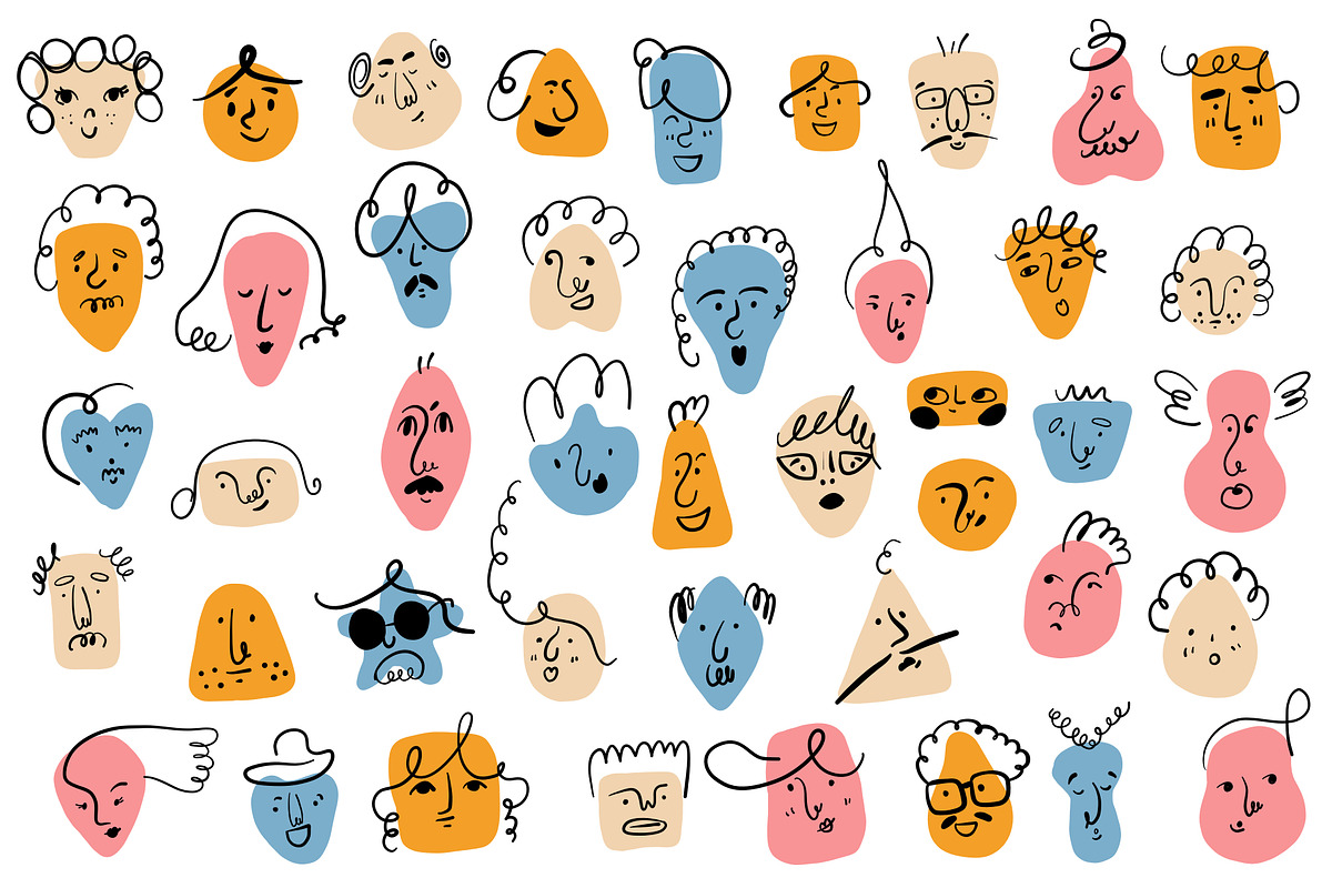 Abstract organic shapes faces, a Person Illustration by Anada Arty