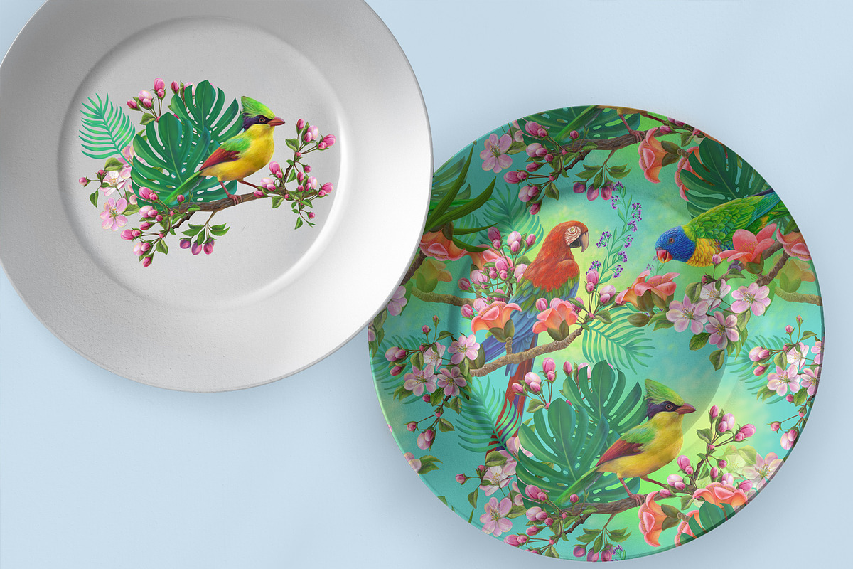 Exotic birds seamless pattern, a Pattern Graphic by Alena Lazareva (Photo 6 of 9)