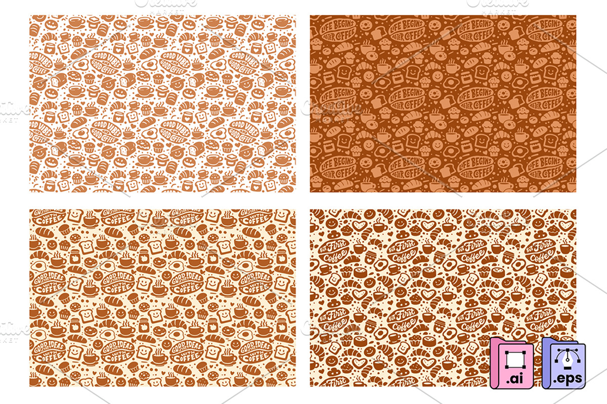 Set of Cozy Coffee Bakery Patterns, a Pattern Graphic by MISS CHATZ (Photo 3 of 3)