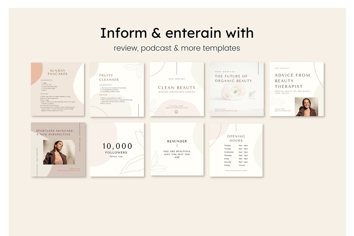 Natural Beauty Instagram Feed Canva, a Social Media Template by Cultive Creative (Photo 12 of 13)