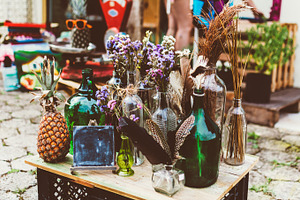 Street flea market featuring street, flea, and market