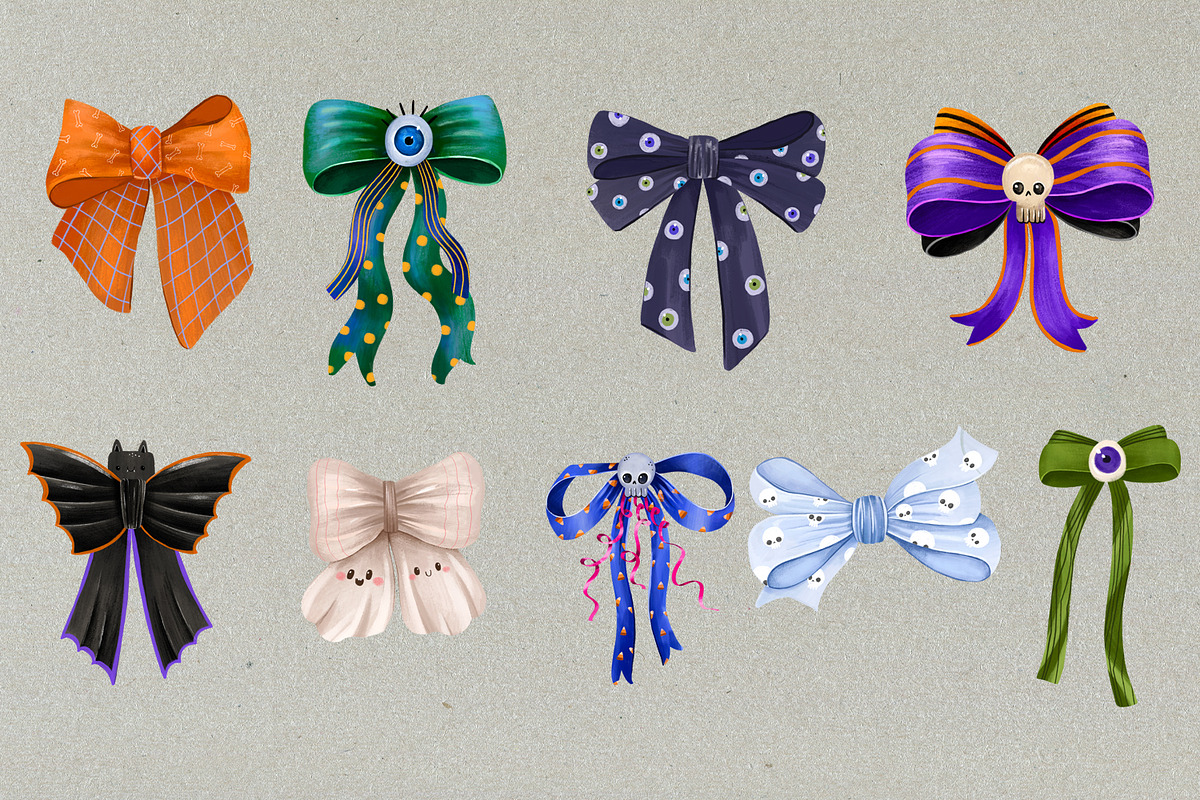 Halloween Bows Clipart Hand Drawn, an Object Graphic by the_myro (Photo 2 of 12)