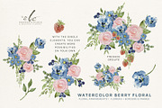 Berry Floral Watercolor Illustration, a Seasonal Illustration by slowlivecreate (Thumbnail 1 of 6)