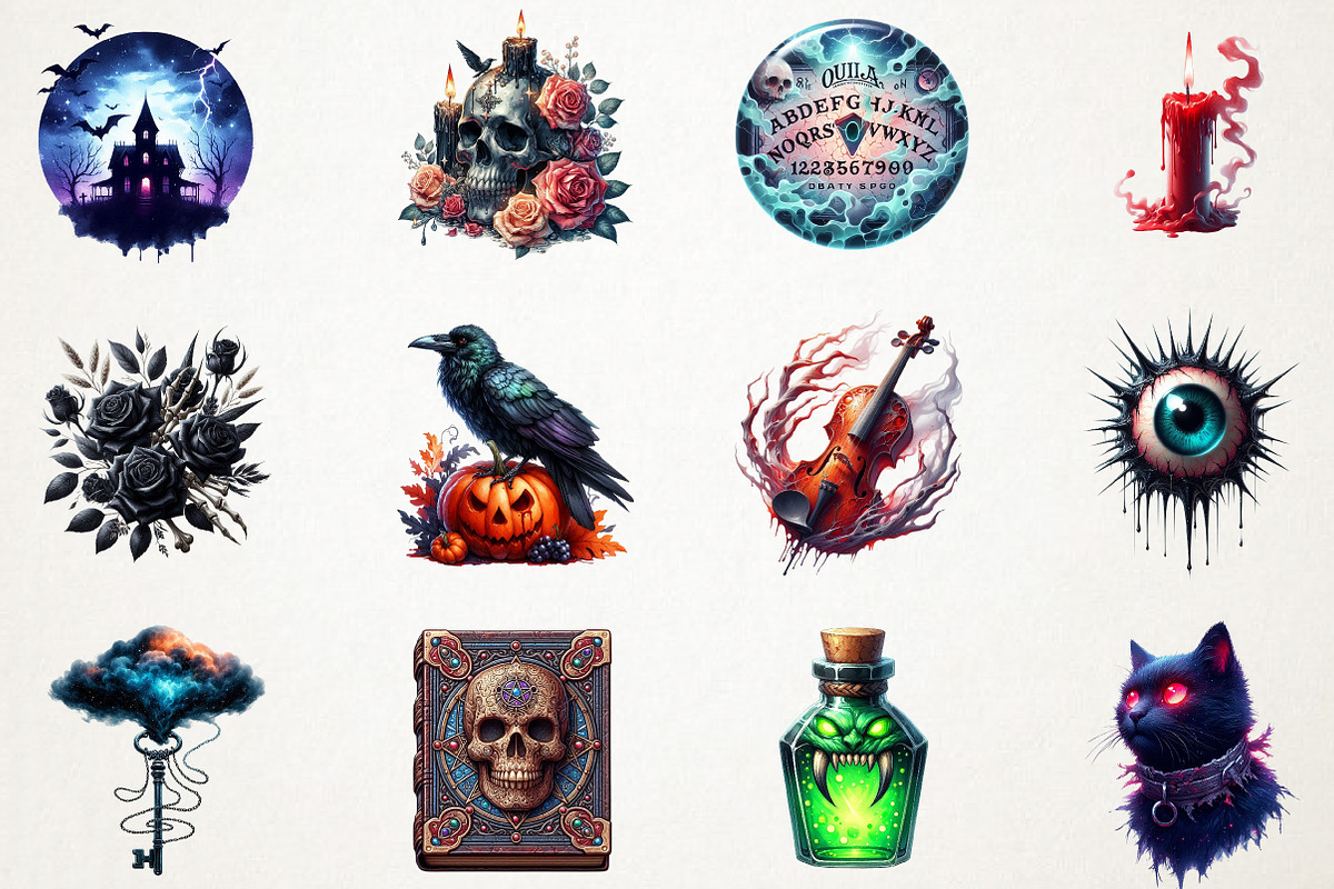 Dark Halloween Sublimation Clipart, an Illustration by RobertsArt (Photo 7 of 7)