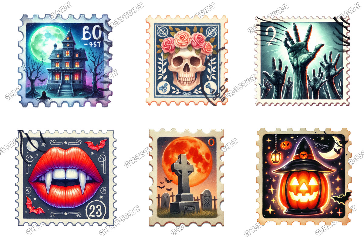 Halloween Postage Stamp Clipart, an Illustration by designcity5 (Photo 3 of 5)