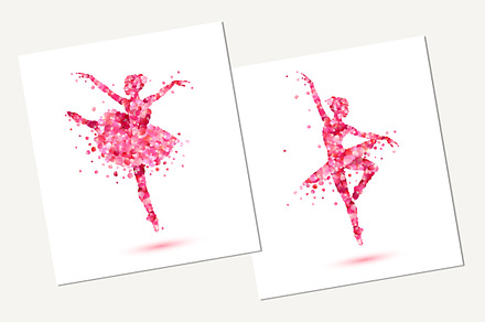 Ballerinas silhouette. Vector petals