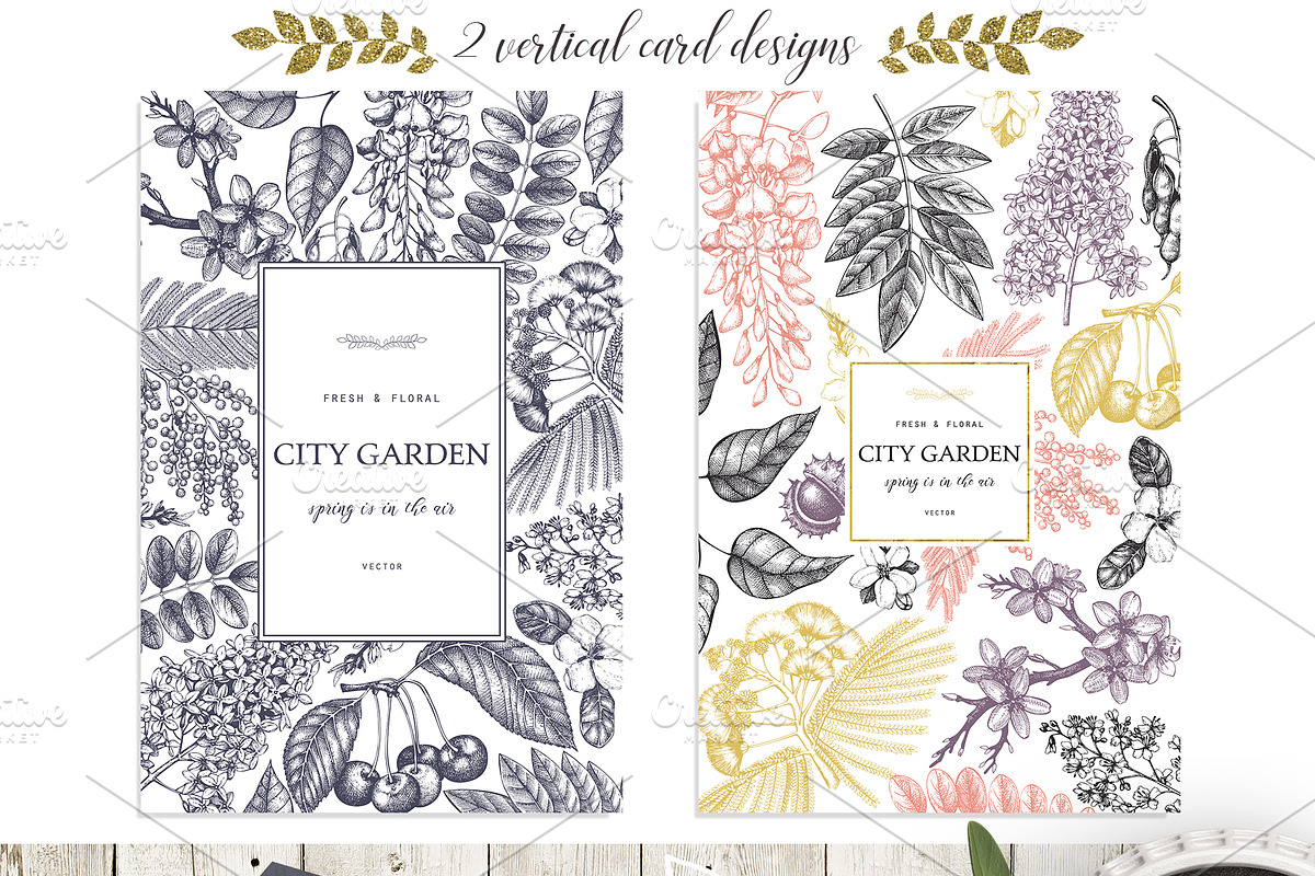 Garden trees sketches. Floral vector, a Decorative Illustration by Yevheniia (Photo 3 of 9)