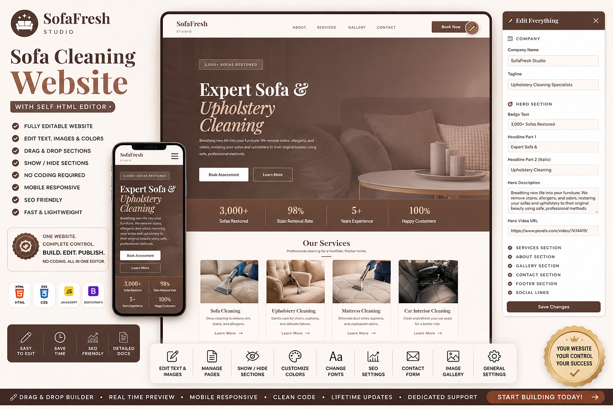 Sofa Cleaning Customizable Website, a HTML Template by DigitalsDesigns (Photo 1 of 3)