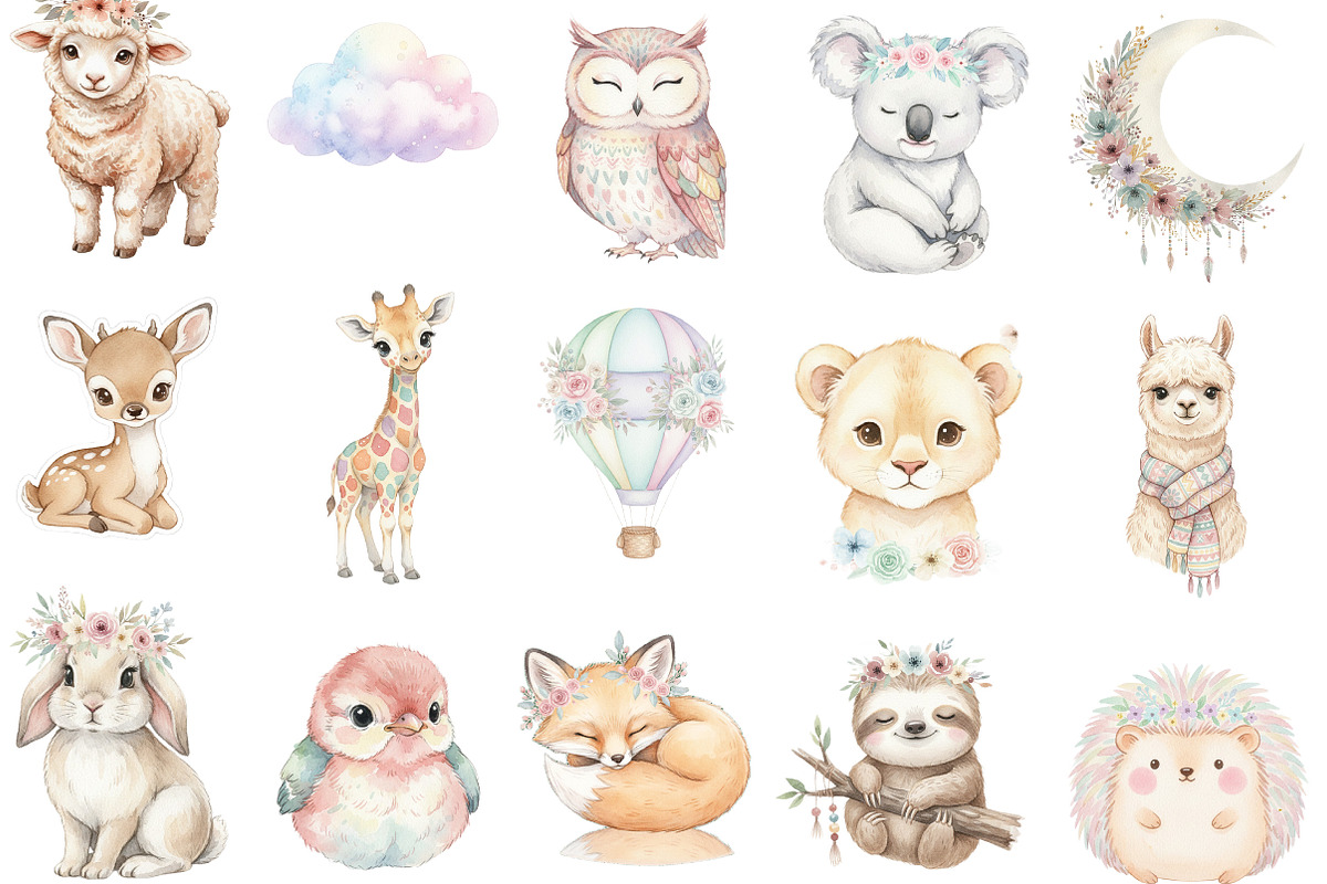 Boho Baby Watercolor Clipart, an Illustration by Designking (Photo 3 of 5)