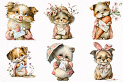Whimsical Funny Spring Dogs Clipart, an Illustration by DreamArtGraphic (Thumbnail 4 of 8)