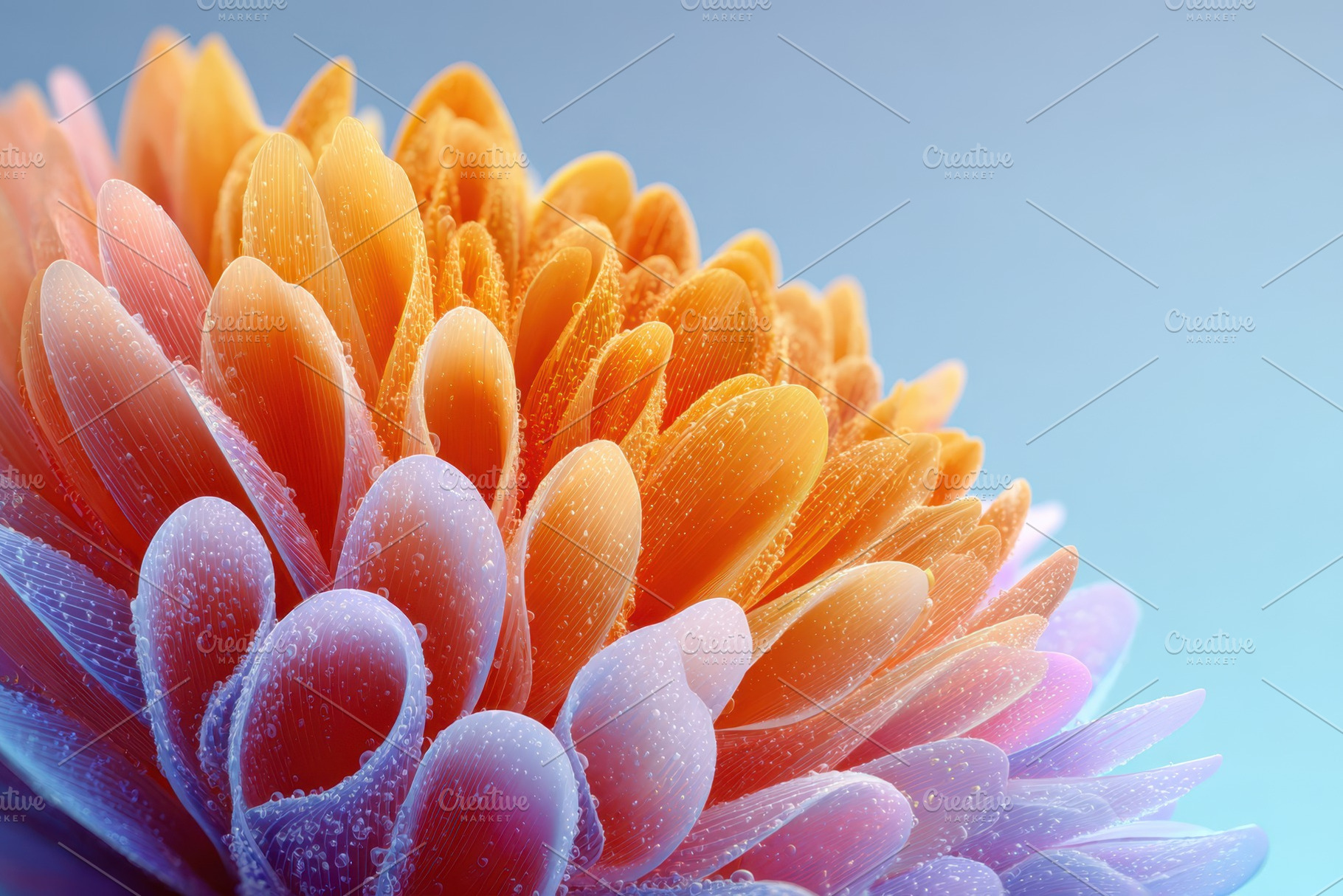 Macro chrysanthemum bloom with dewy petals, a Nature Photo by AlyaAnd