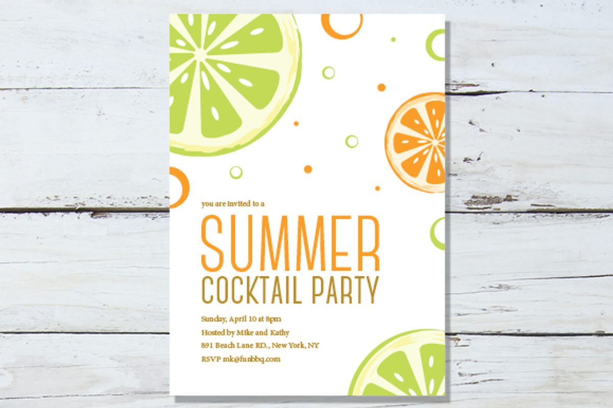 Summer Cocktail Invitation, a Card Template by Pixejoo (Photo 2 of 2)