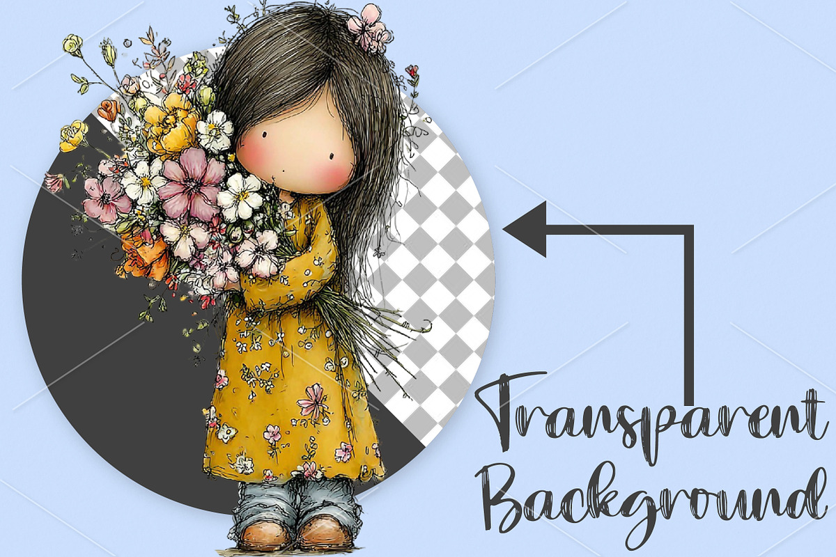 Whimsical Spring Girl & Flower, an Illustration by Canvas Craft (Photo 2 of 6)