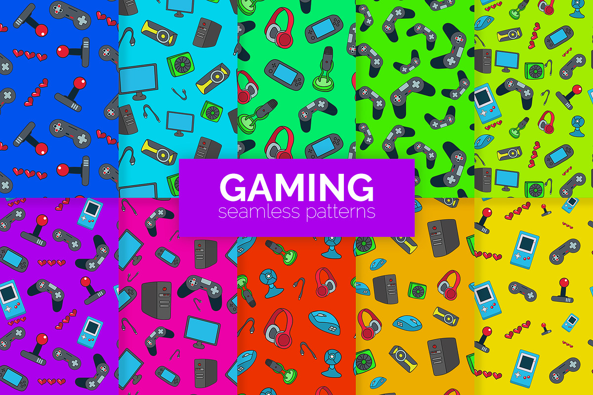Gaming Seamless Patterns, a Pattern Graphic by 3Y_Design (Photo 1 of 6)