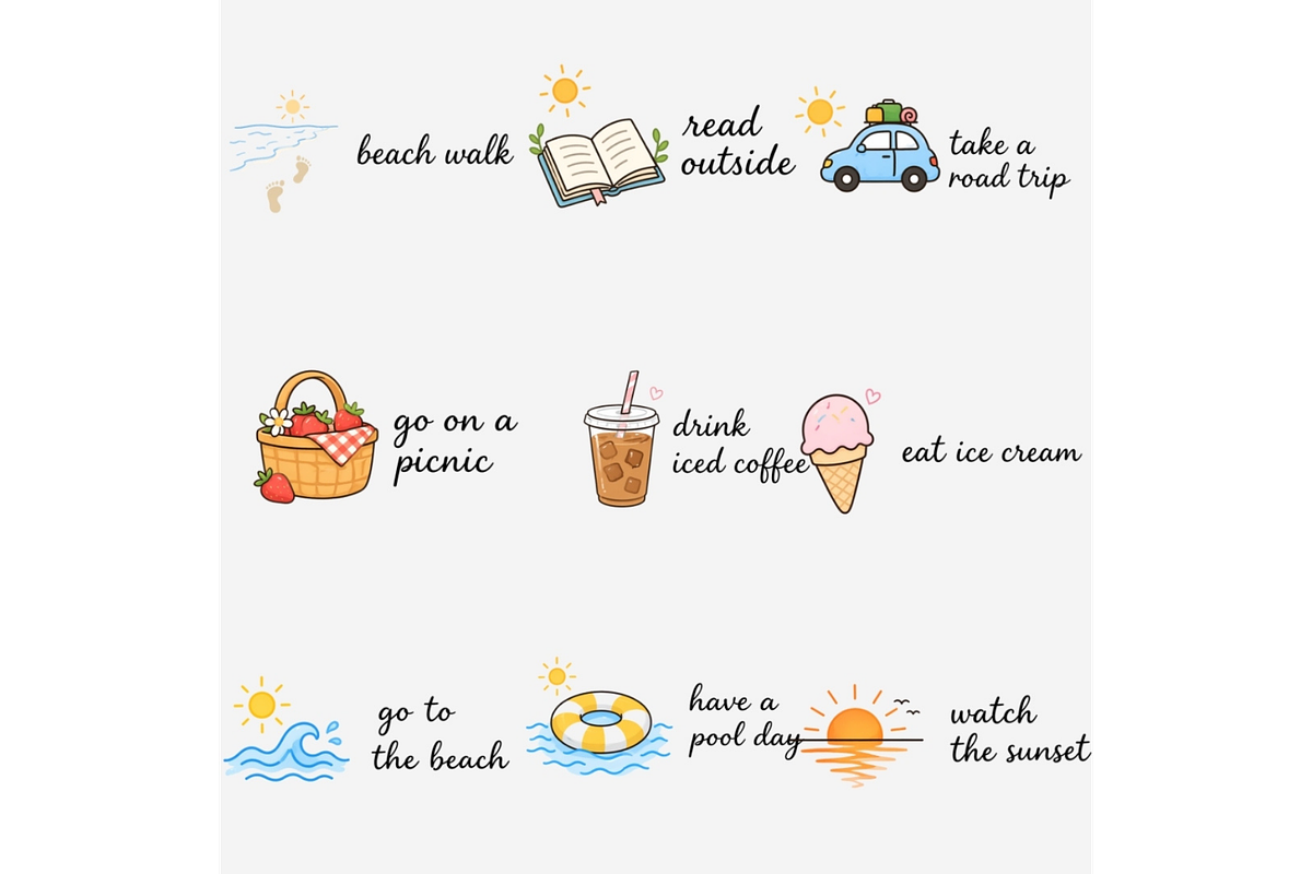 Summer Bucket List PNG Bundle | 27, an Emoji Icon by Tanya Kart (Photo 2 of 4)