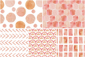 Sunset Watercolor Seamless Patterns