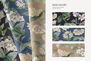 Pastel Botanical Pattern And Plants