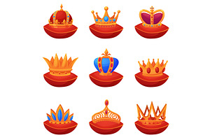 Crowns on pillows. Golden king, an Illustration by LadadikArt