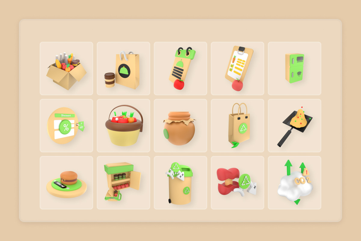 Food Waste Reduction 3D Icon Pack, an Object Illustration by twinstd (Photo 6 of 6)
