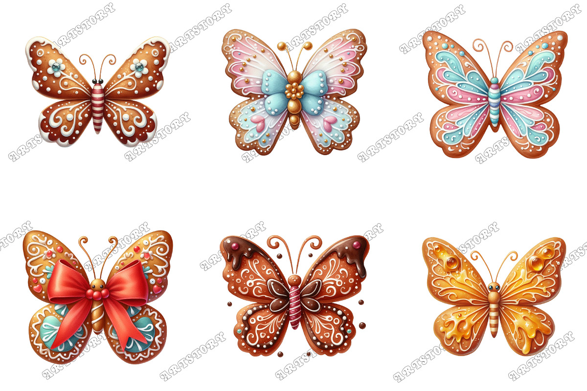 Gingerbread Cookie Butterfly Clipart, an Illustration by designcity5 (Photo 2 of 5)