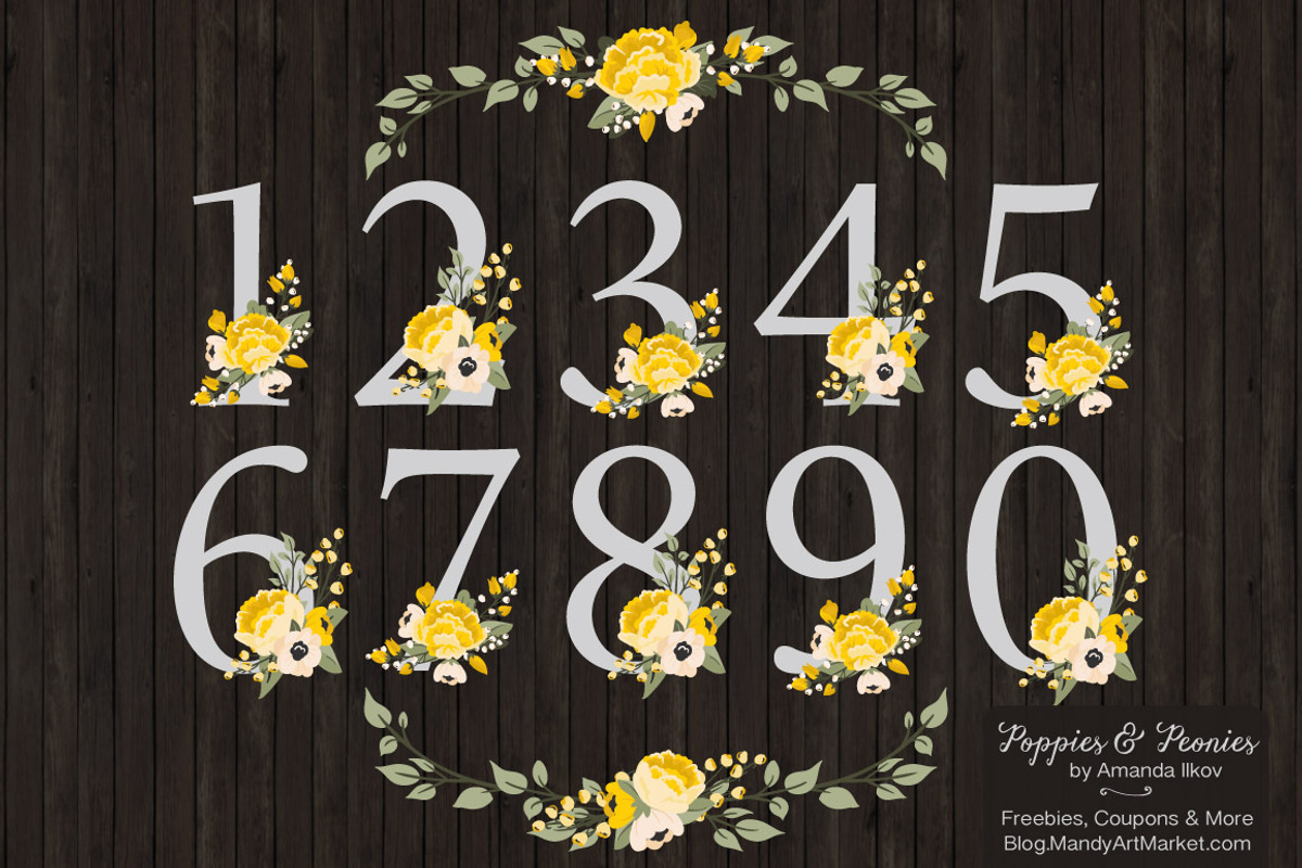 Sunshine Yellow Floral Numbers, an Illustration by Amanda Ilkov (Photo 2 of 5)