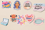 Pisces Editorial Sticker Set, a Person Illustration by Jakayla Digital Co (Thumbnail 9 of 10)