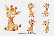 15 Bundle Watercolor Cute Giraffe, an Animal Illustration by Morspective (Thumbnail 5 of 8)