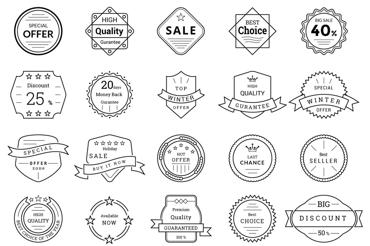 80 Sale, Discount, Offer Badges preview 5