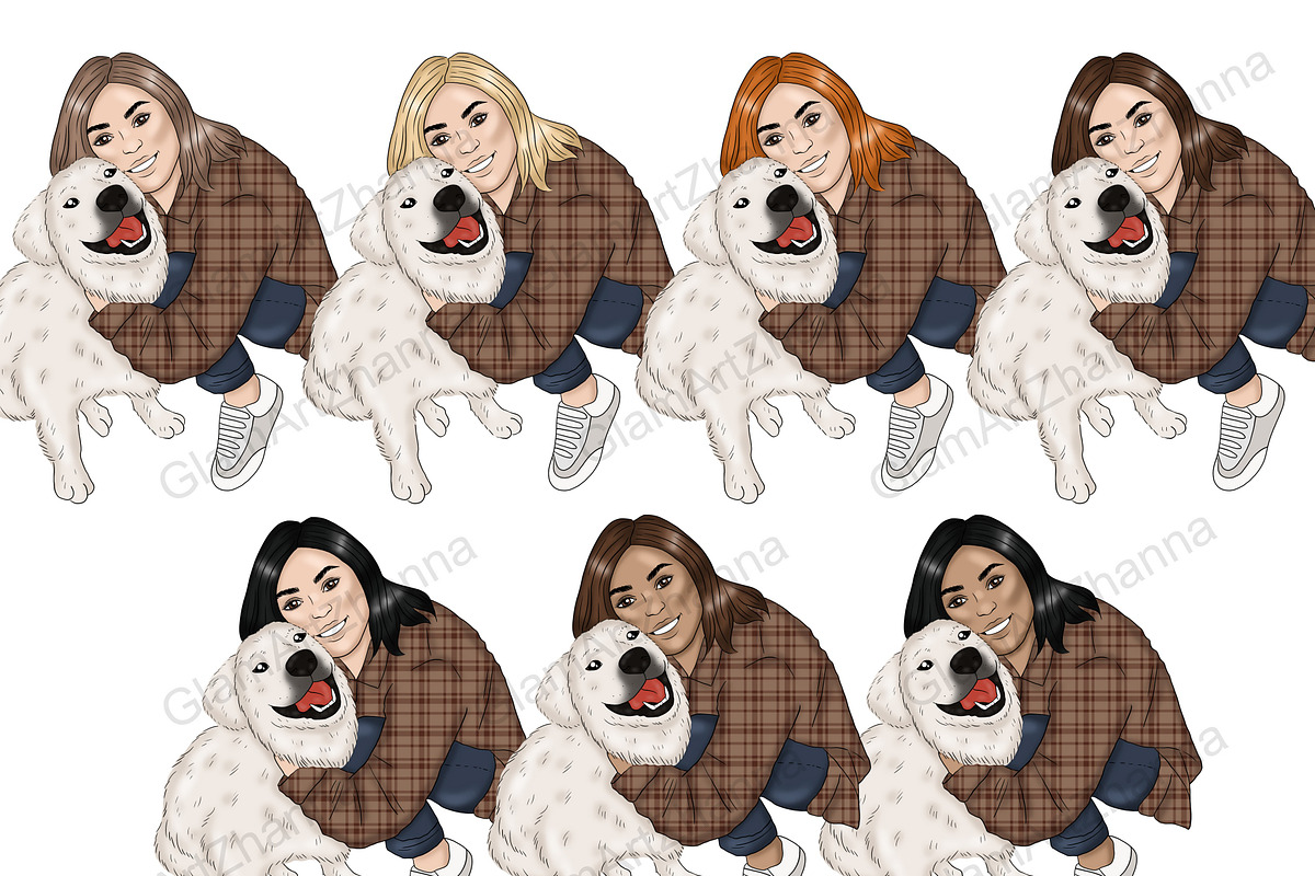 Pets Girls Clipart, a Person Illustration by GlamArtZhanna (Photo 4 of 7)