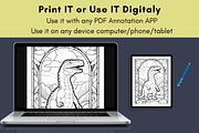 127 Kawaii Dinosaur Coloring Pages, a Brochure Template by LA Design (Thumbnail 7 of 10)