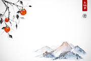 Sumi-e painting. Zen and mountains., an Illustration by Elina_Li (Thumbnail 7 of 16)