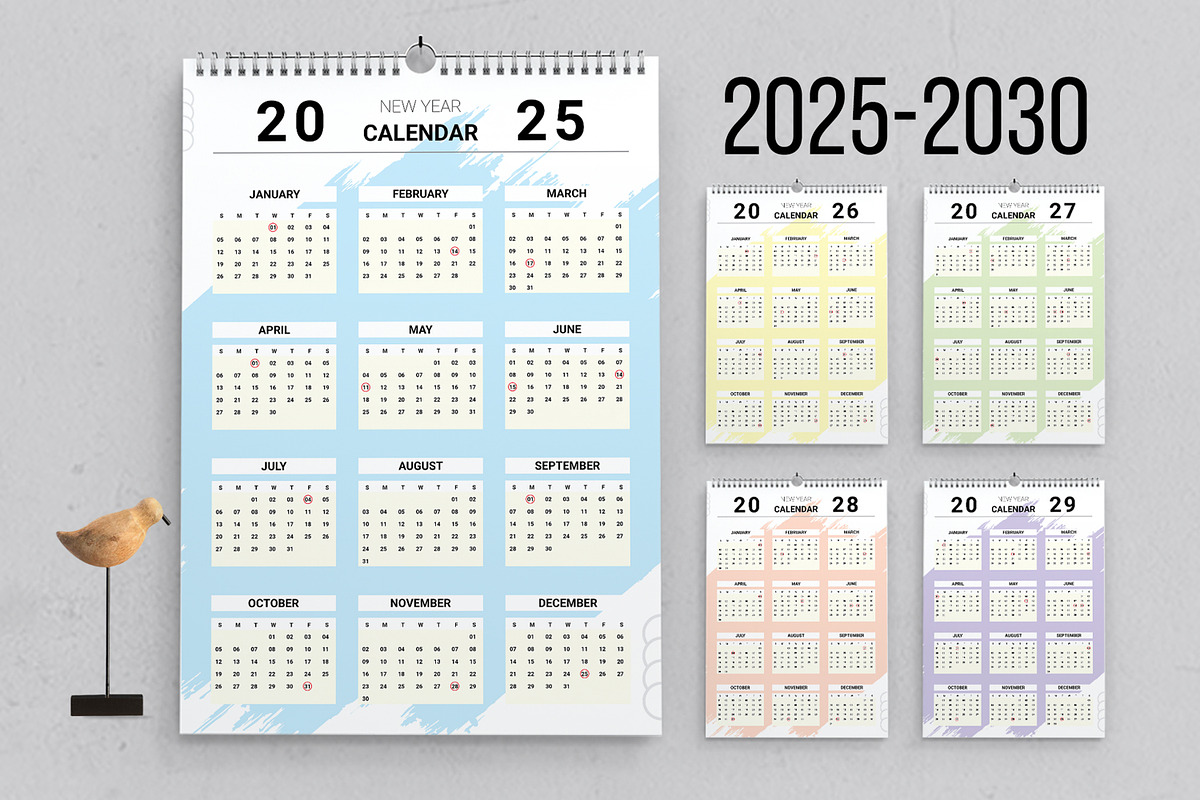 Wall Calendar Set 2025 To 2030, a Stationery Template by MightyDesign (Photo 1 of 8)