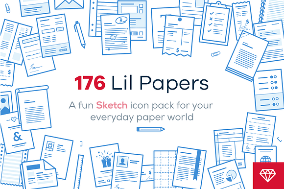 Lil Papers - 176 icons for Sketch preview 5