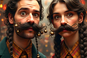Funny Mustaches and Braids, a Person Illustration by Sharon Schwalbe (Thumbnail 4 of 4)