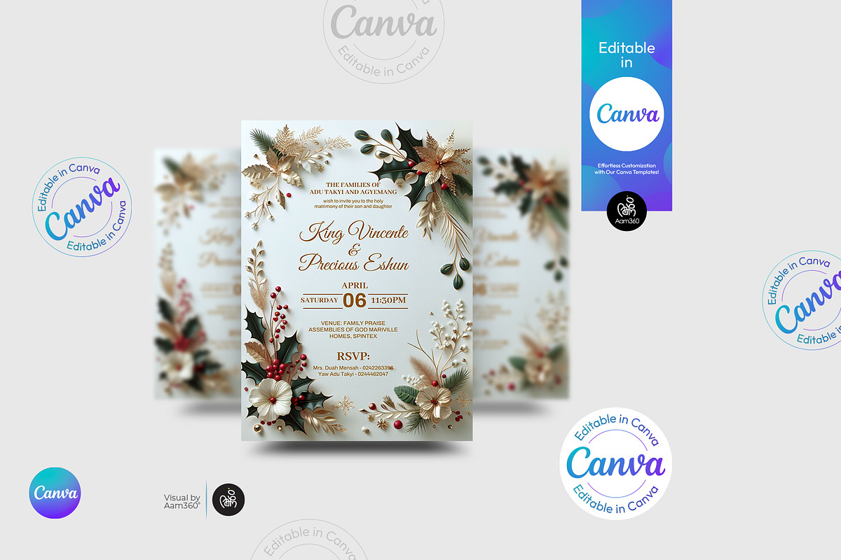 Christmas Wedding Invitation Flyer, a Flyer Template by Aam360 (Photo 5 of 5)