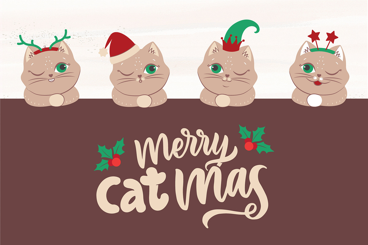 Christmas bundle. Funny Cats, an Animal Illustration by Lettering_Logo (Photo 5 of 7)