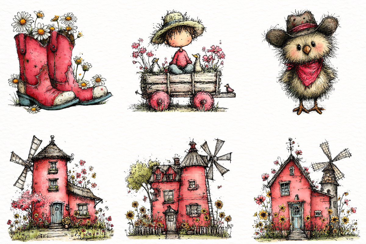 Whimsical floral western clipart, an Illustration by Designworld (Photo 5 of 8)