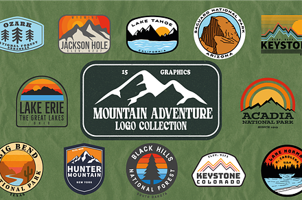 Vintage Mountain Logos Retro Bundle, an Object Illustration by Golden Vision Studio