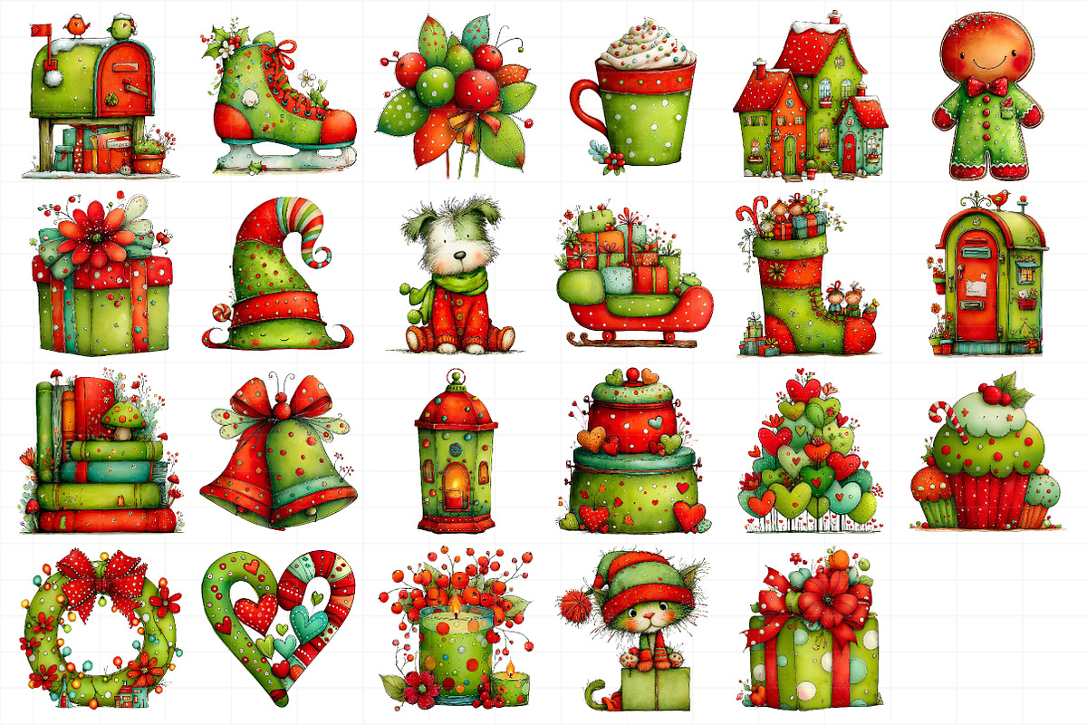 Whimsical Christmas Watercolor Clipa, an Illustration by Daily.Designs (Photo 5 of 5)