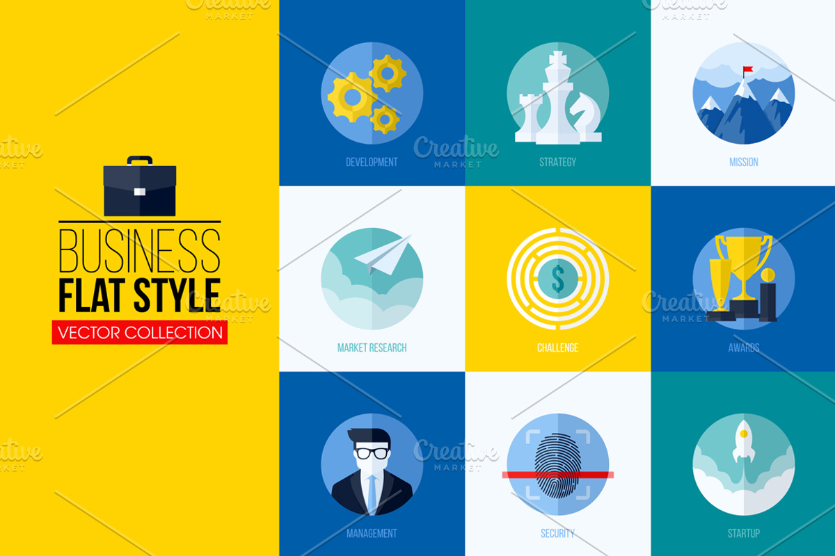 Flat conseptual icons for web or app, an Icon by elena_andreeva