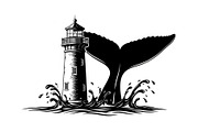 Whale Tail Lighthouse Bundle, an Object Illustration by yasushie (Thumbnail 10 of 31)