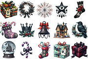 Gothic Christmas Watercolor Clipart, an Illustration by Designking (Thumbnail 3 of 5)