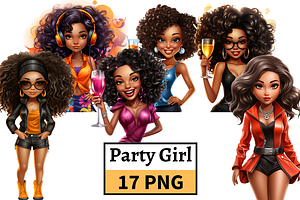 African American Party Girl Cliparts, a Person Illustration by Mash Mash Stickers